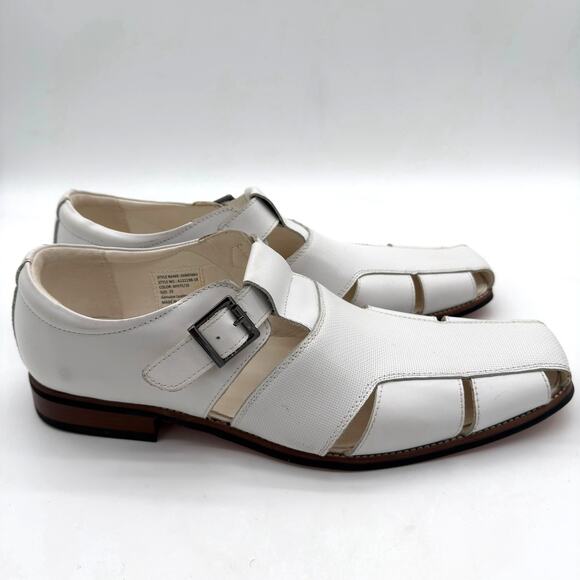 La Milano Men\'s Jonathan II Fisherman Leather Vacation White Sandals size 15